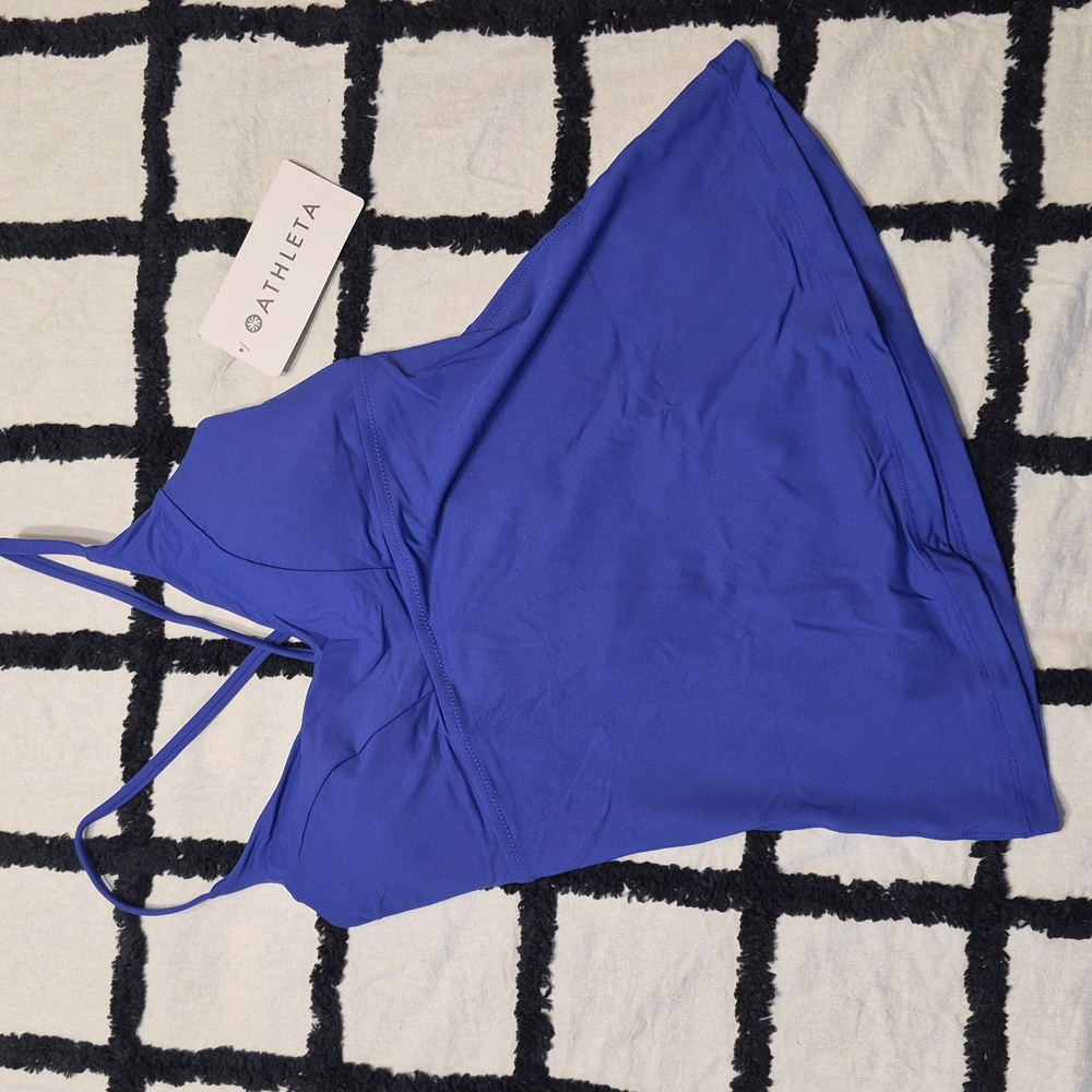 NWT Athleta M Yacht Blue A-C Triangle Tankini Top Adjustable Strappy Back - Picture 3 of 7
